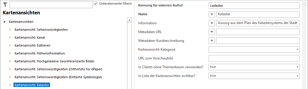 Konfiguration der Kartenansicht Konfiguration der Kartenansicht