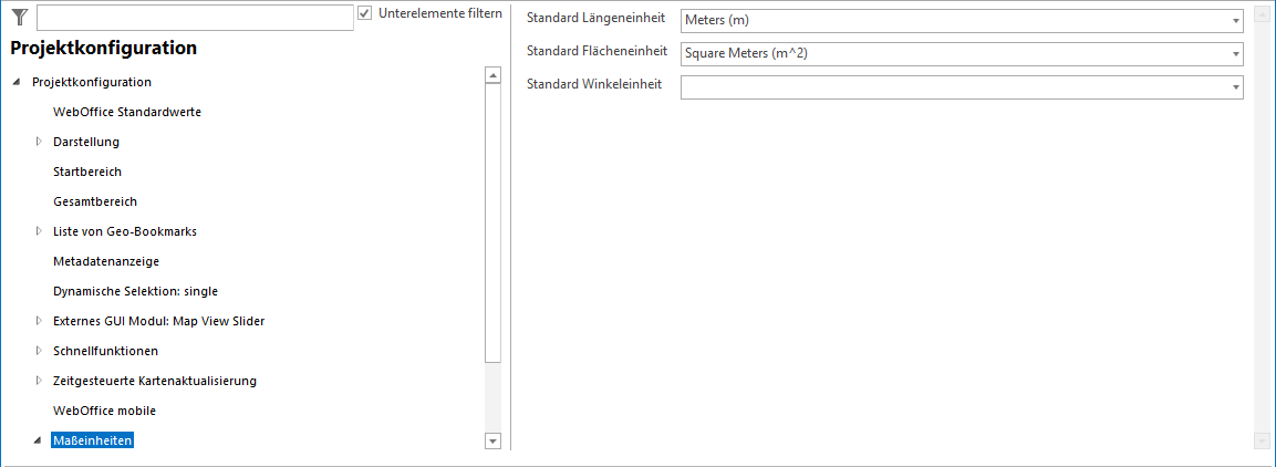 Konfiguration - Maßeinheiten