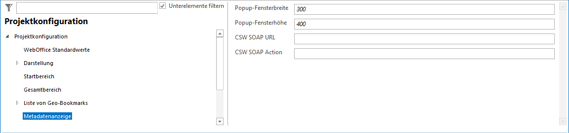 Metadatenanzeige Konfiguration Metadatenanzeige Konfiguration