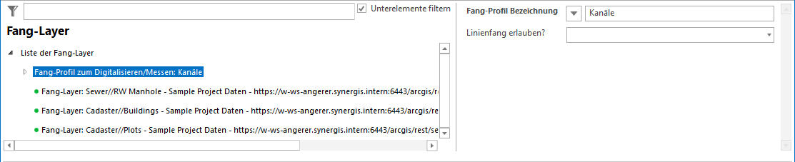Fang-Profil zum Digitalisieren/Messen Eigenschaften Fang-Profil zum Digitalisieren/Messen Eigenschaften