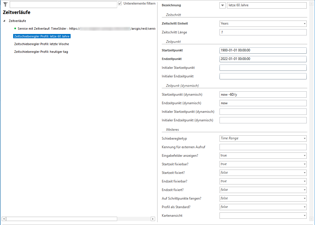 Konfiguration des Zeitschieberegler-Profils