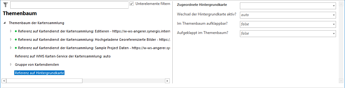 Konfiguration Referenz auf Hintergrundkarte Konfiguration Referenz auf Hintergrundkarte