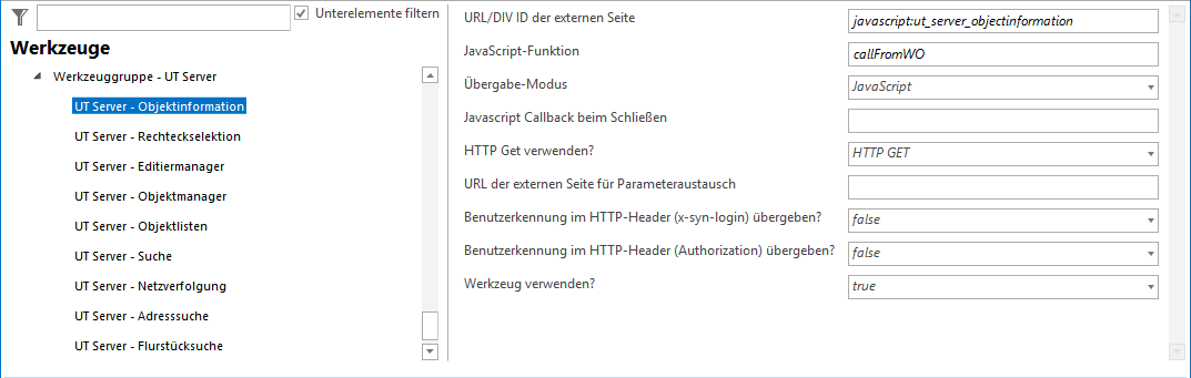 Konfiguration - UT Server - Objektinformation