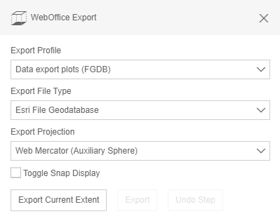 Data export tool form for vector data