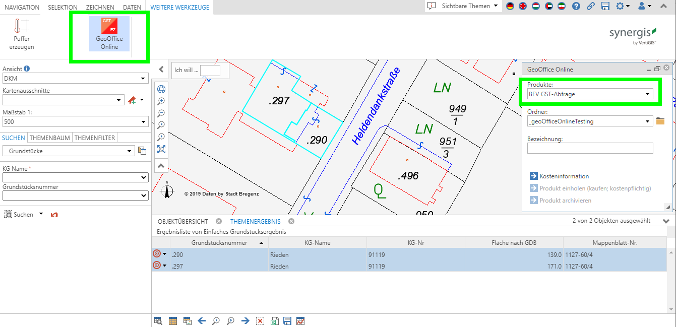 GeoOffice online custom tool client