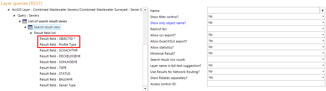 Search result view configuration in WebOffice author including two fields for parameters Search result view configuration in WebOffice author including two fields for parameters