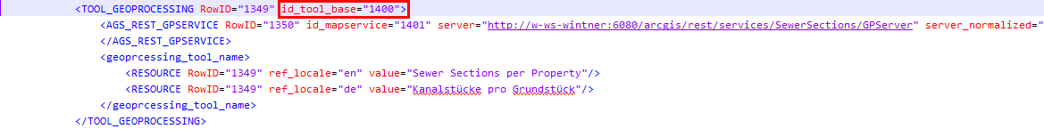 Geoprocessing tool in project configuration (XML editor) Geoprocessing tool in project configuration (XML editor)