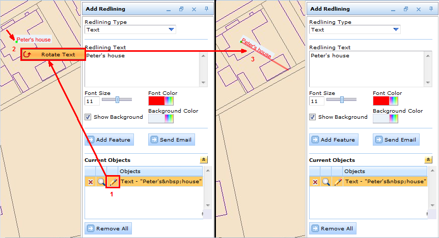 Rotate a text markup retrospectively in WebOffice html client
