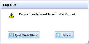 Log Out dialog in the WebOffice html client