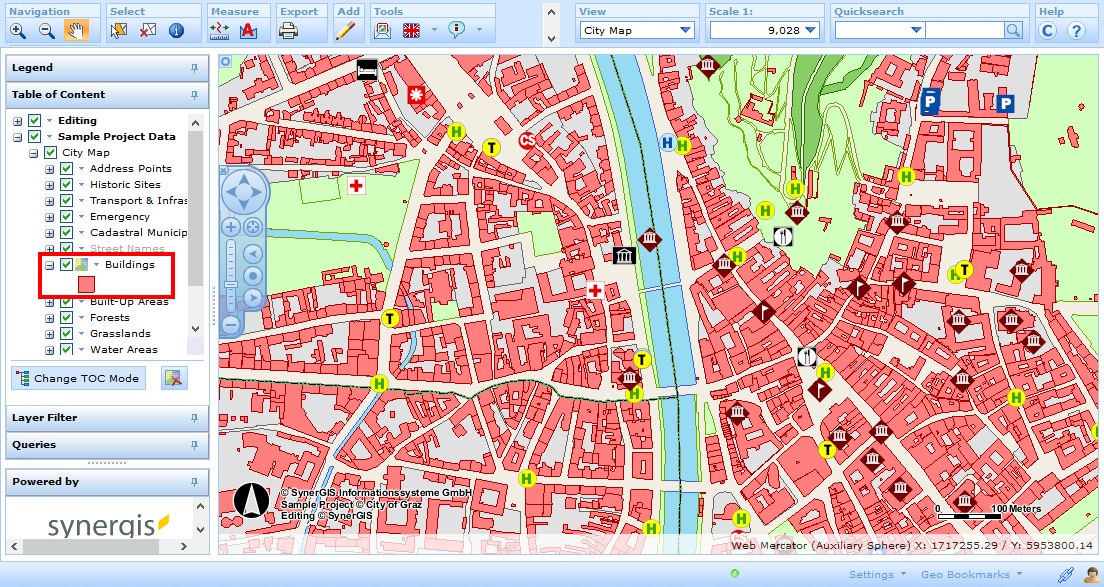 Example: Default mapping within the WebOffice html client