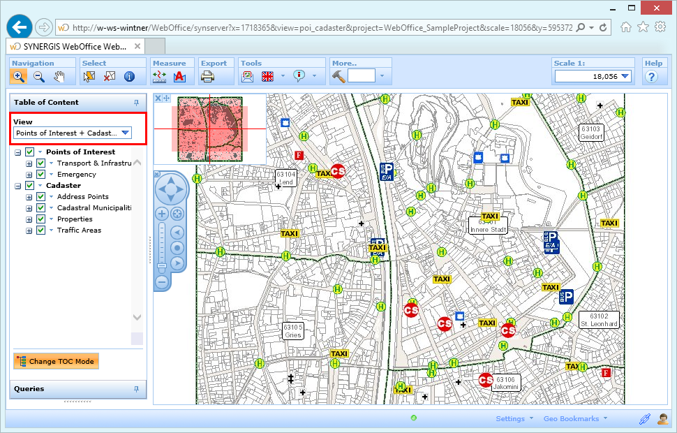 Place the map view list into the table of content