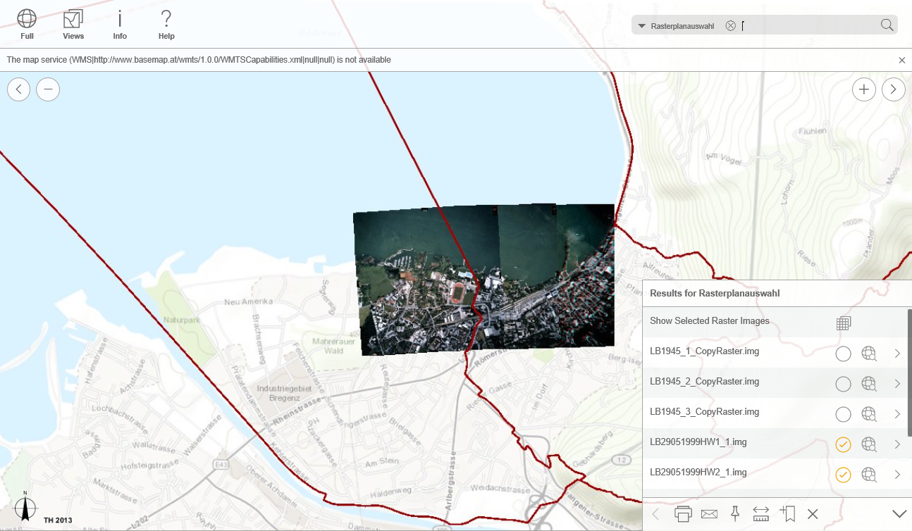 Multiple selection of raster images of a raster catolog within the WebOffice mobile client