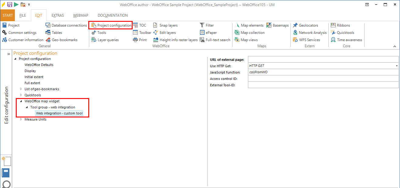 Configuration of a custom tool for WebOffice map widget Configuration of a custom tool for WebOffice map widget