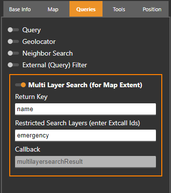 WebOffice map widget Testcontainer - Multi Layer Search