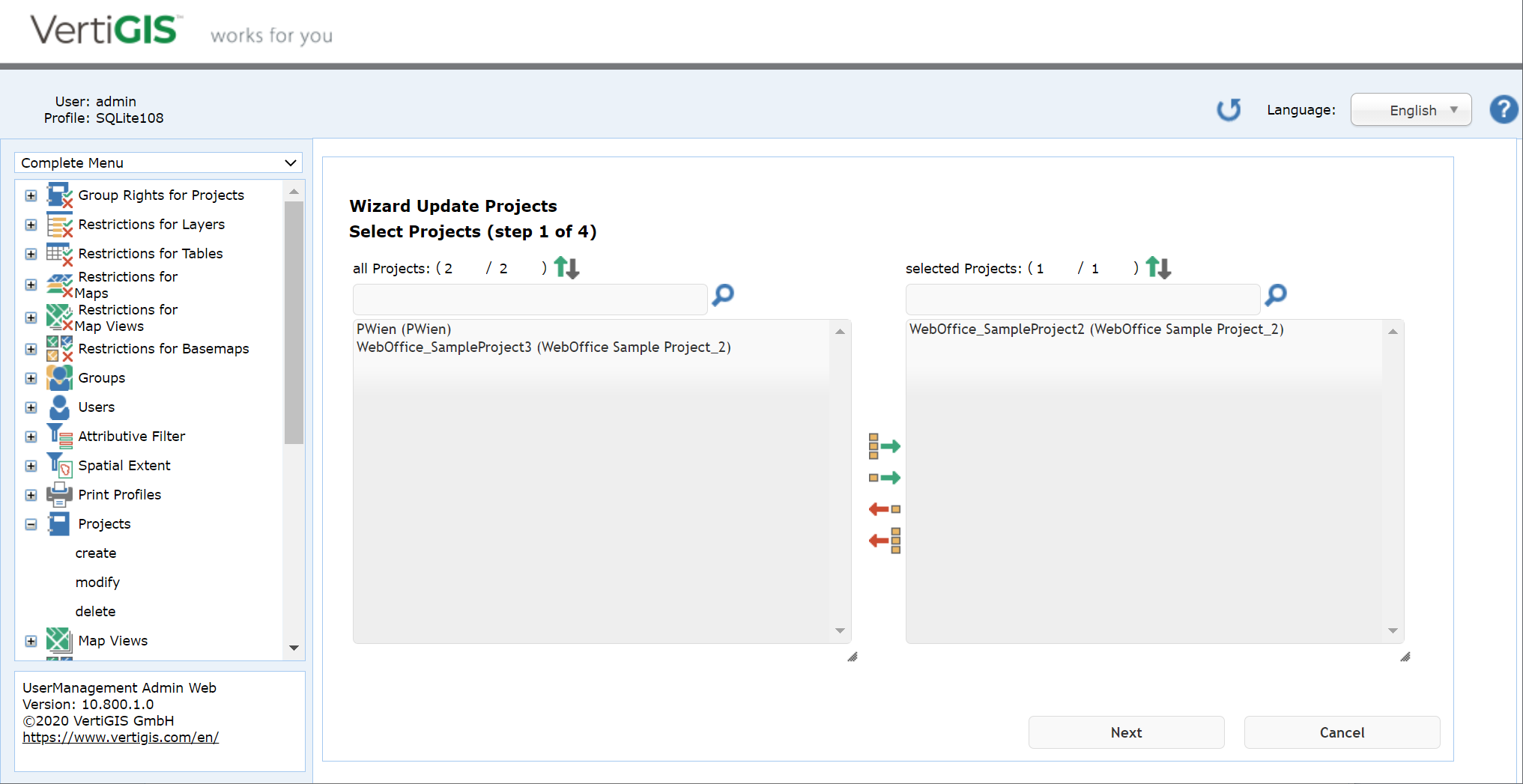 Modify a project - step 1