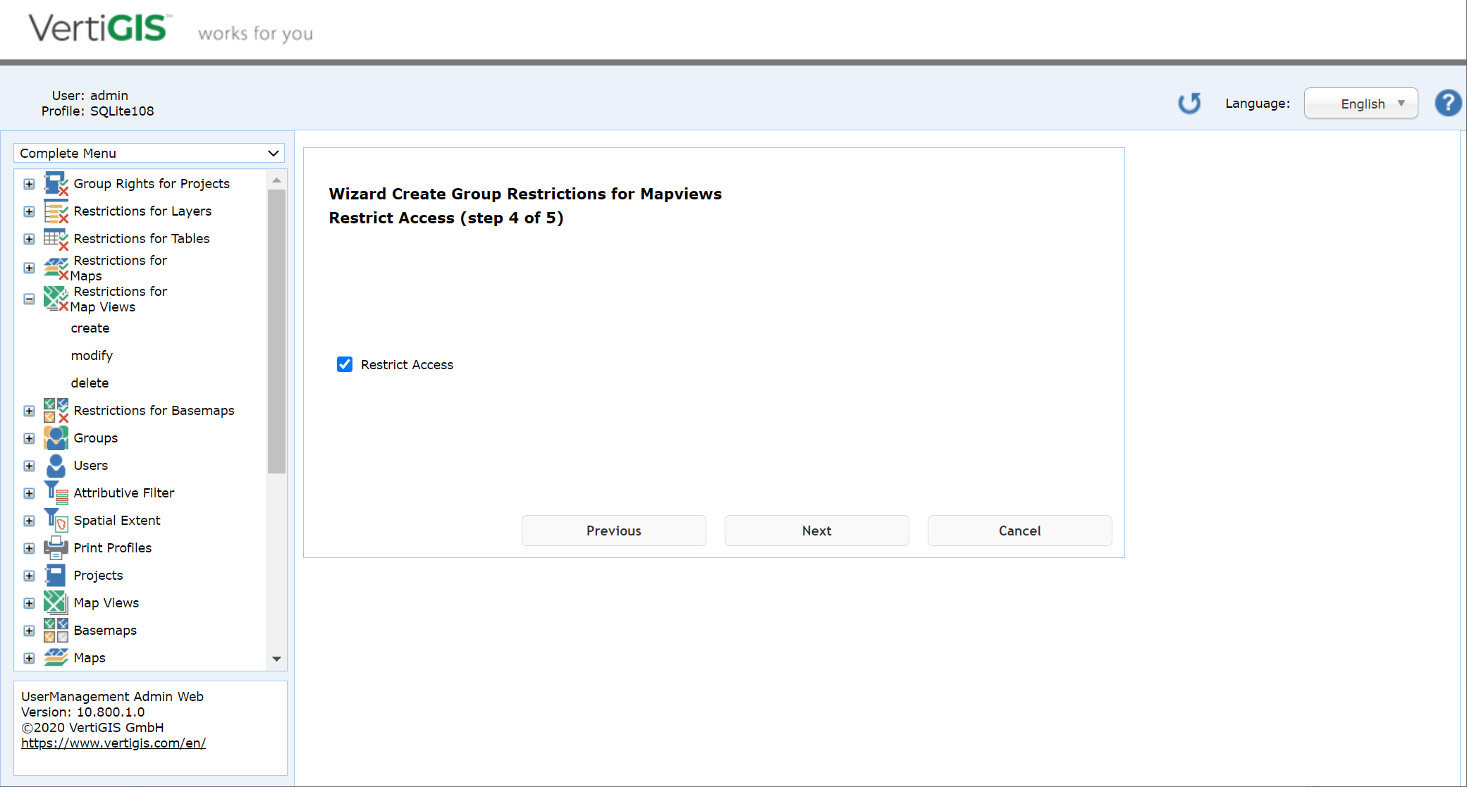 Create restrictions for map views - step 4