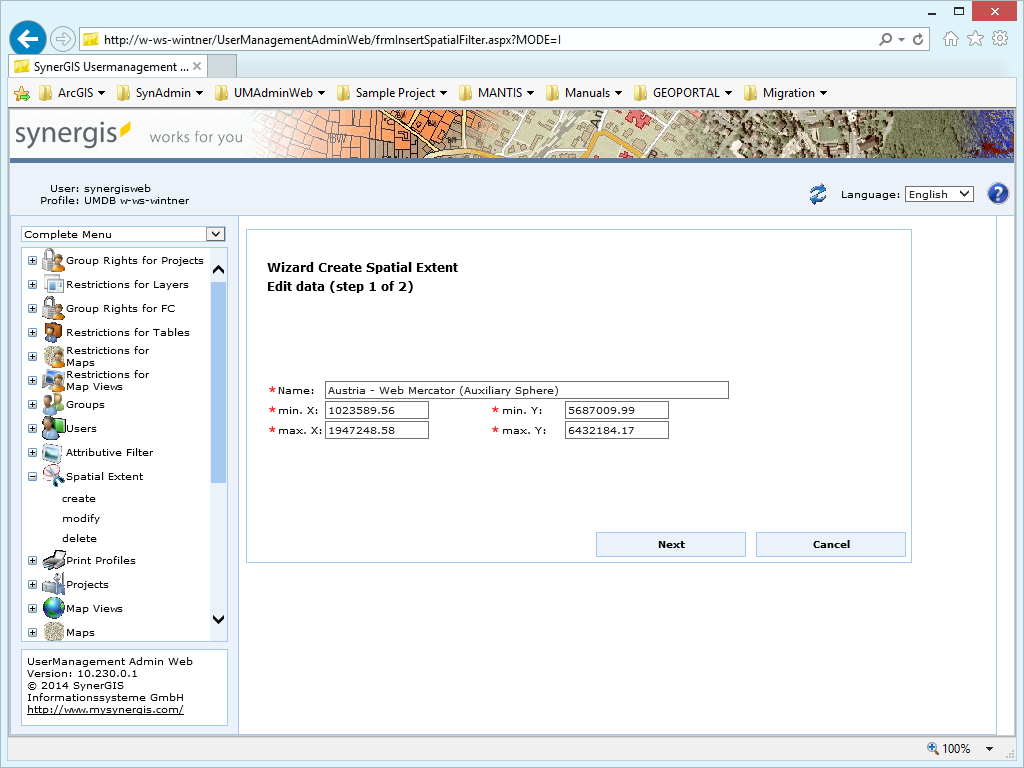 Create Spatial Extent - step 1