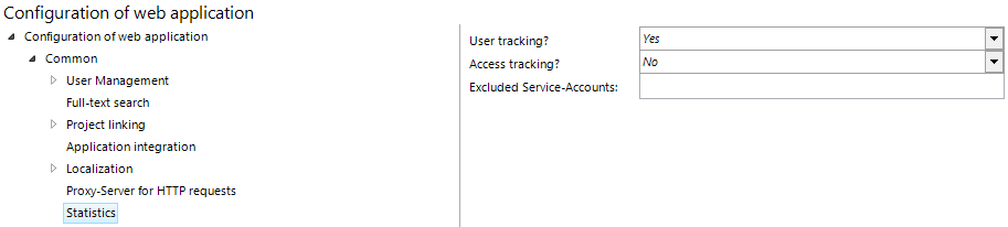 Statistics configuration
