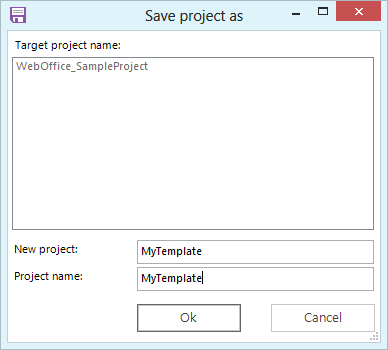 "Save project as dialog