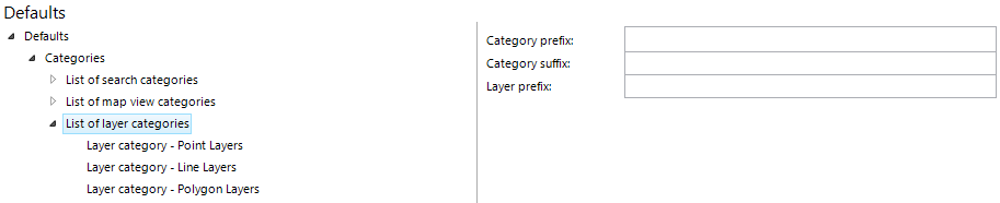 List of layer categories configuration
