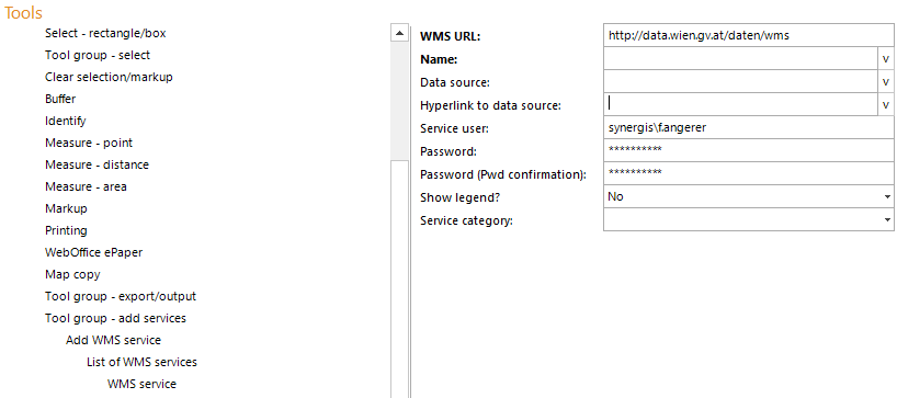 WMS service configuration