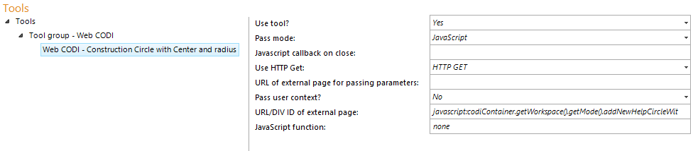 Configuration - Web CODI Construction Circle with Center and Radius