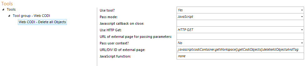 Configuration - Web CODI Delete all Objects
