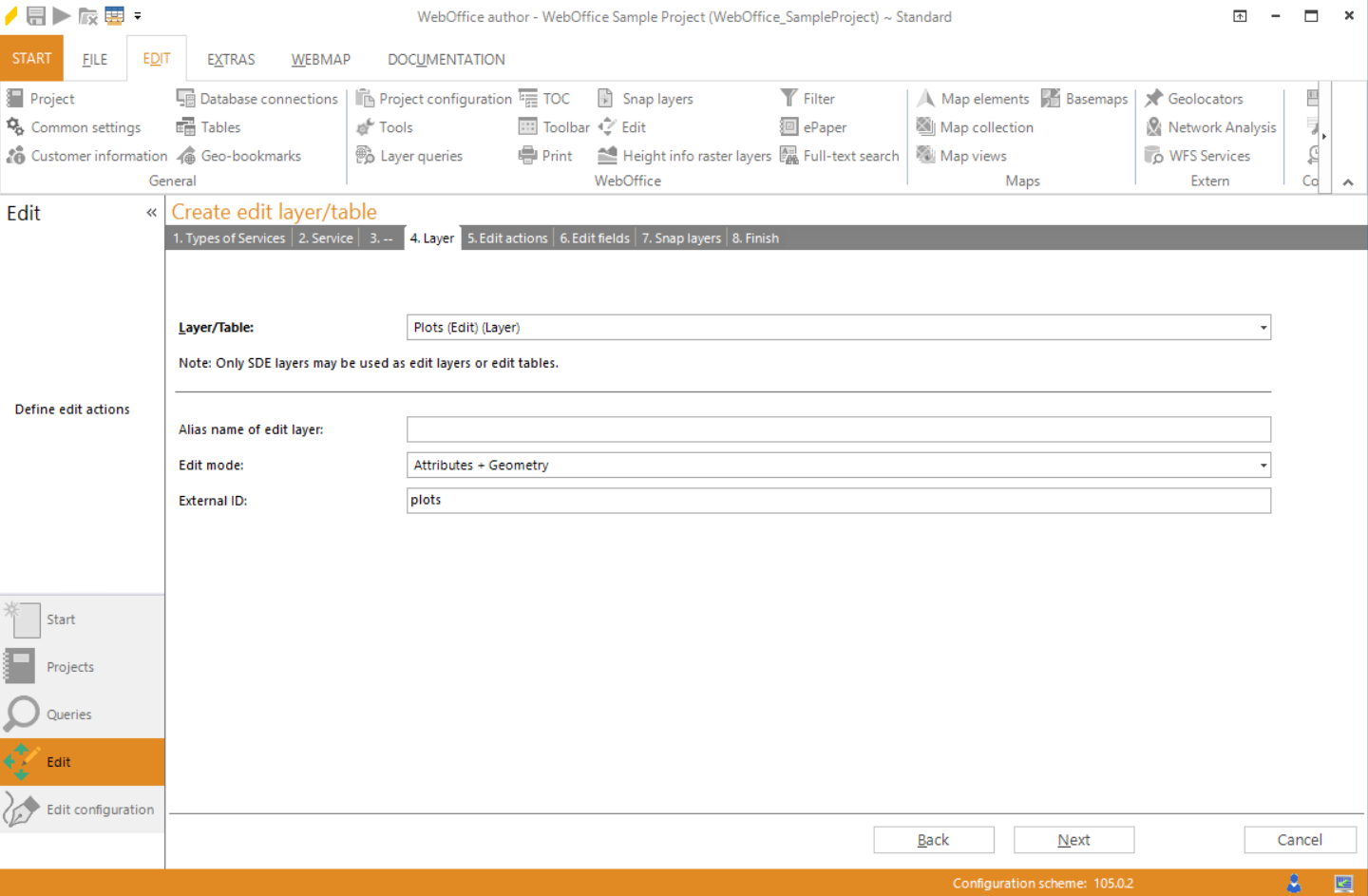 Wizard "Create edit layer/table" - layer