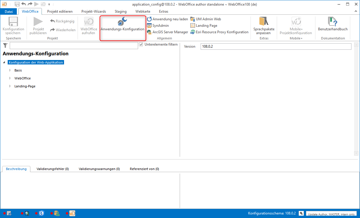 Open the application configuration Open the application configuration