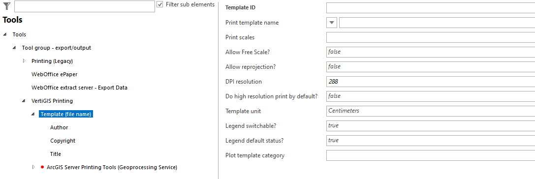 Configuration of a print template
