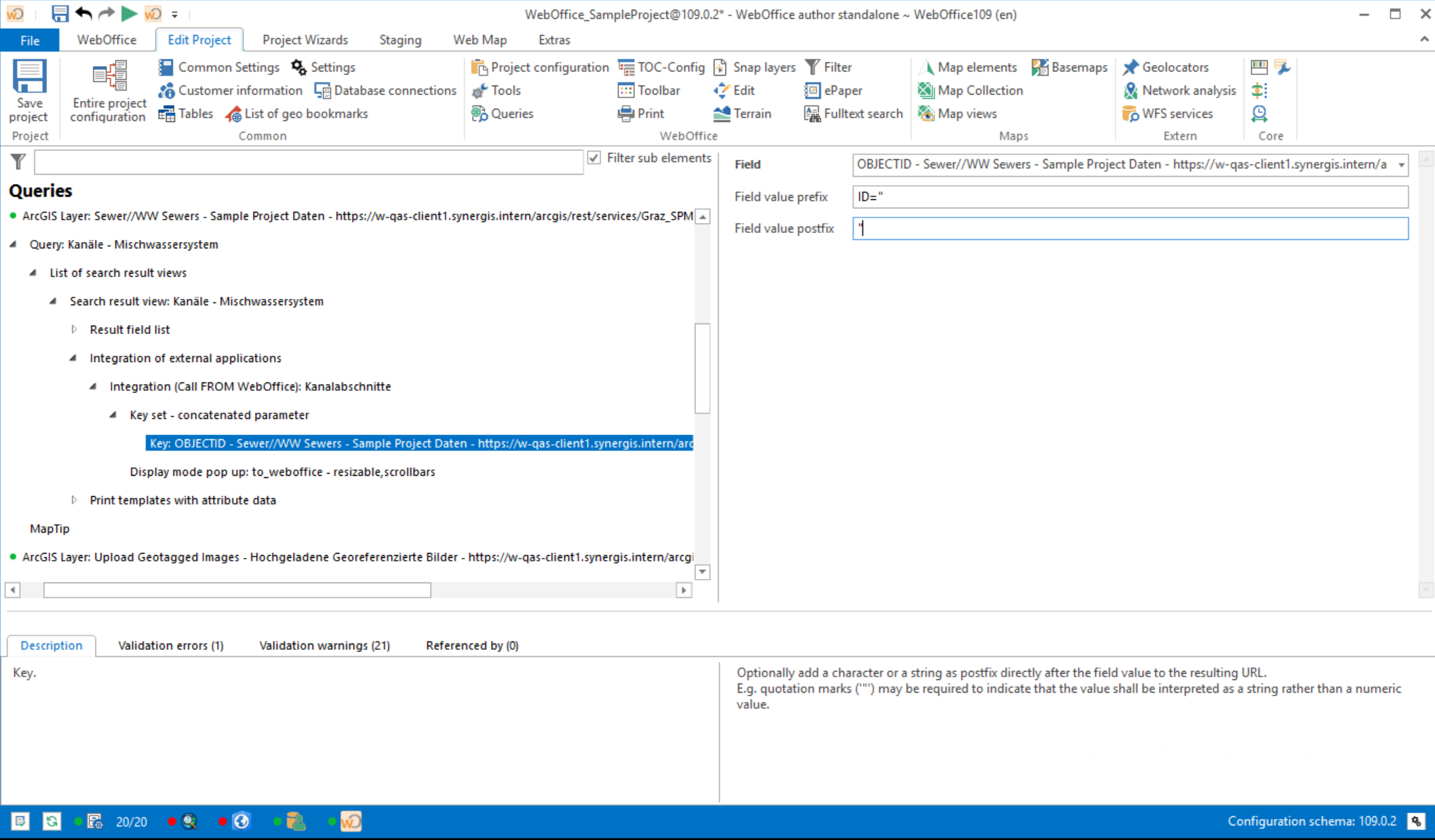 Key - concatenated parameter configuration