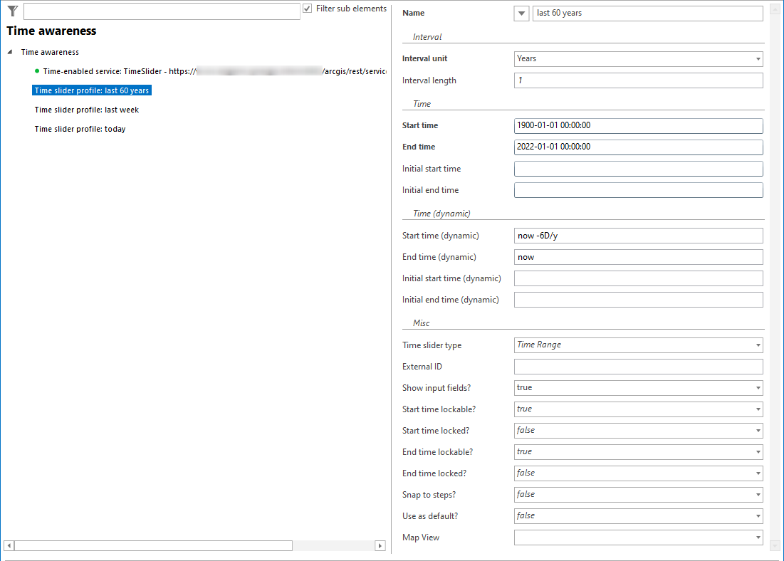 Configuration of Time slider profile Configuration of Time slider profile