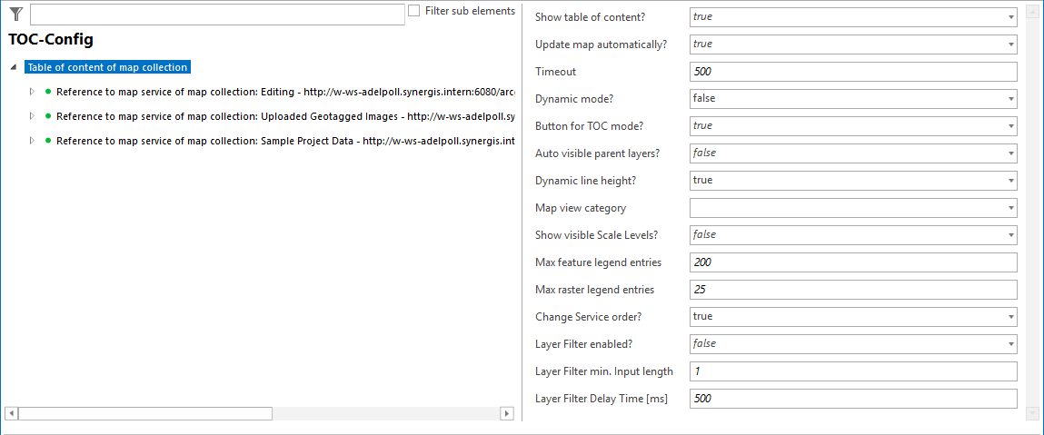 Table of content configuration