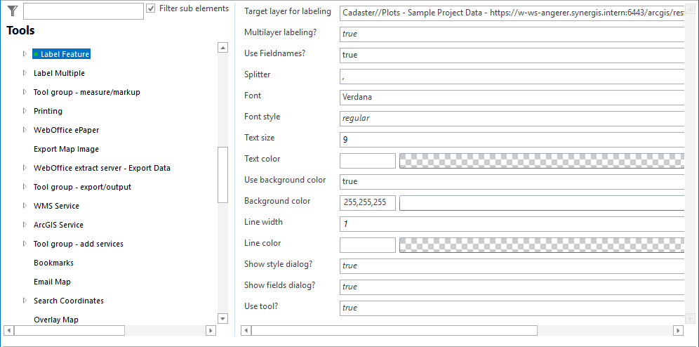 Free labeling tool configuration
