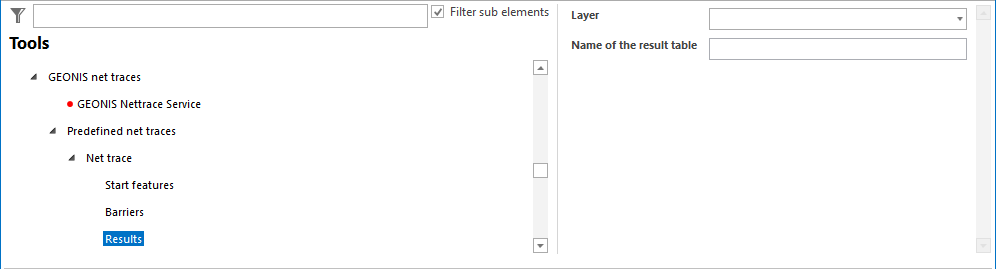 GEONIS net trace results configuration