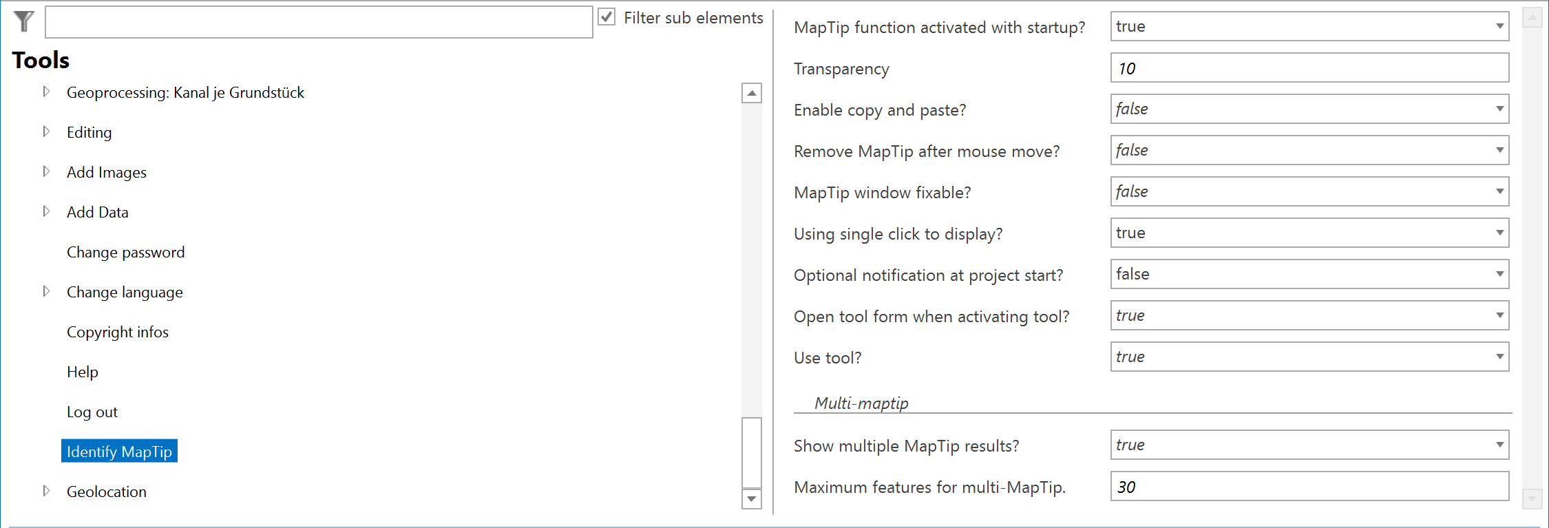 Identify MapTip tool configuration