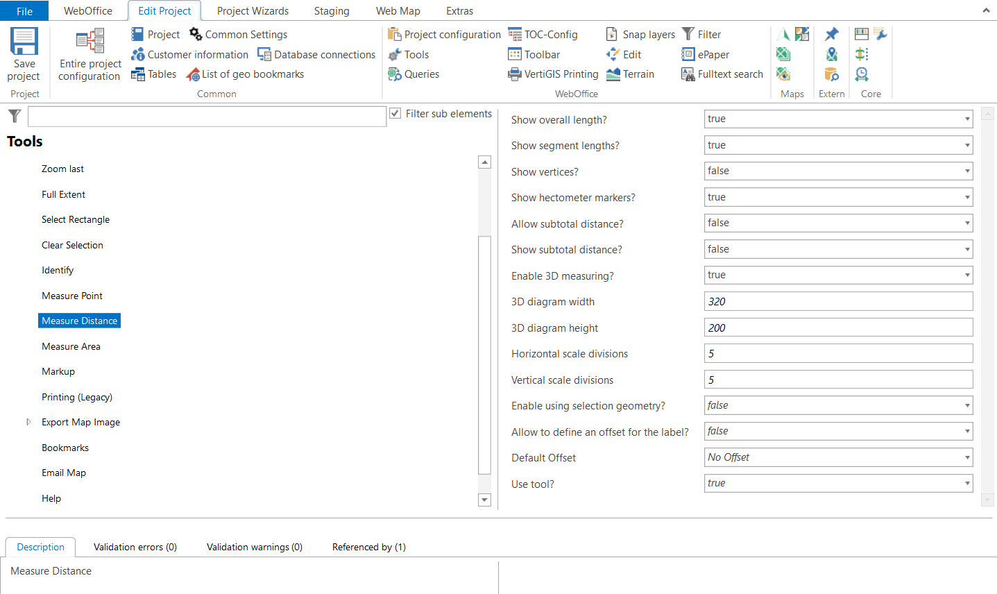 Measure - Distance tool configuration