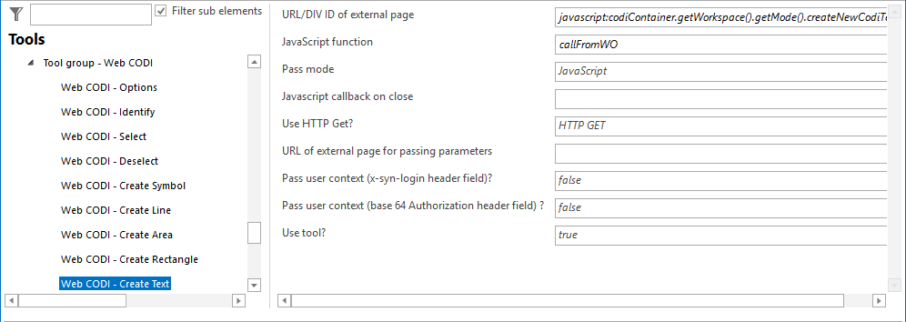 Configuration - Web CODI Create Text