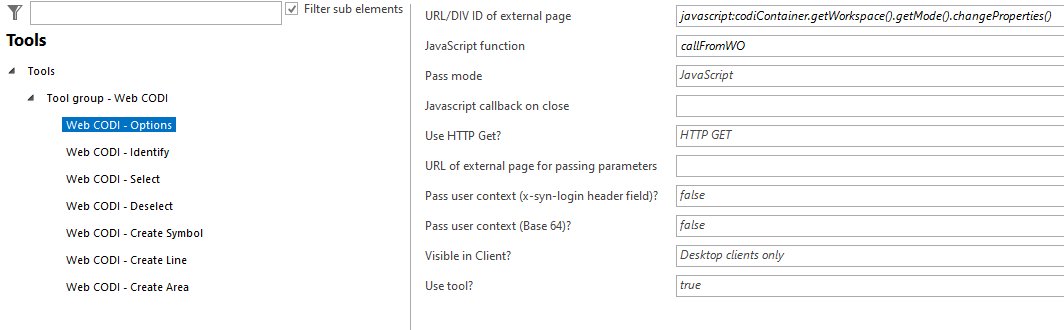 Configuration - Web CODI Options