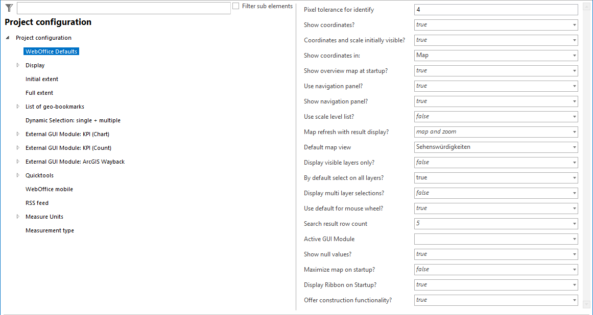 WebOffice defaults configuration