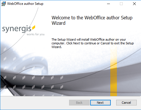 Installing WebOffice author Installing WebOffice author