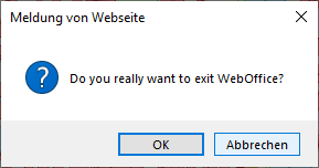 Log Out dialog in the WebOffice core client Log Out dialog in the WebOffice core client
