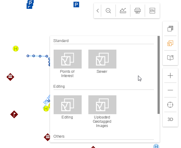Categorized map previews with default image Categorized map previews with default image