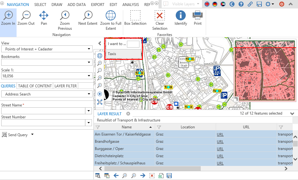 Quicktool for searching for taxis in the WebOffice core client Quicktool for searching for taxis in the WebOffice core client