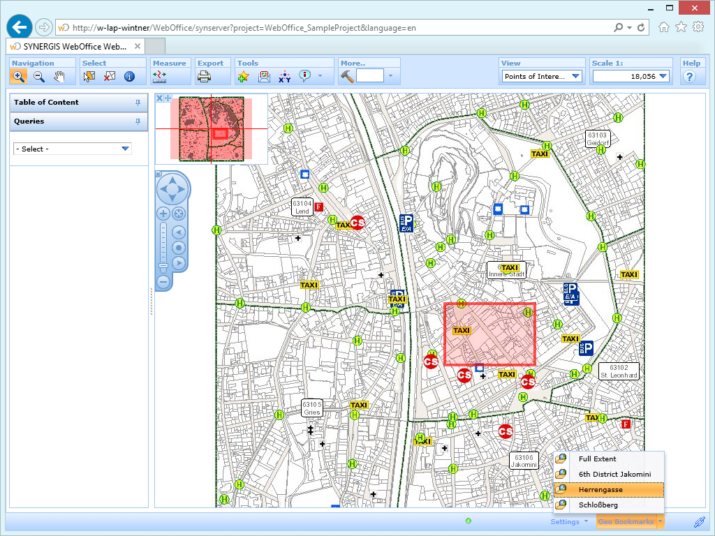 WebOffice html client - preview of geo bookmarks