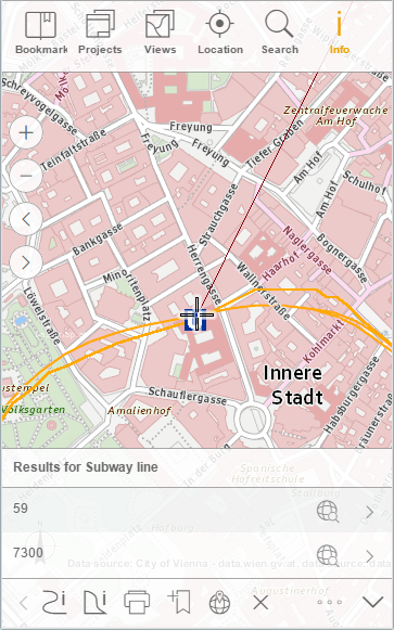Identify using crosshair in the WebOffice mobile client - phone mode Identify using crosshair in the WebOffice mobile client - phone mode