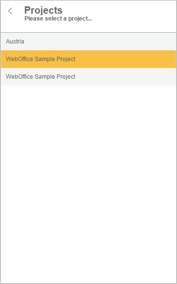 Projects in the WebOffice mobile client - phone mode Projects in the WebOffice mobile client - phone mode