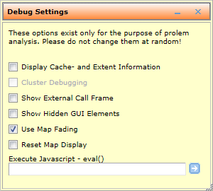 Debug settings Debug settings