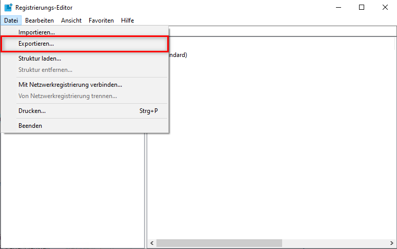 Export backup of Registry Export backup of Registry