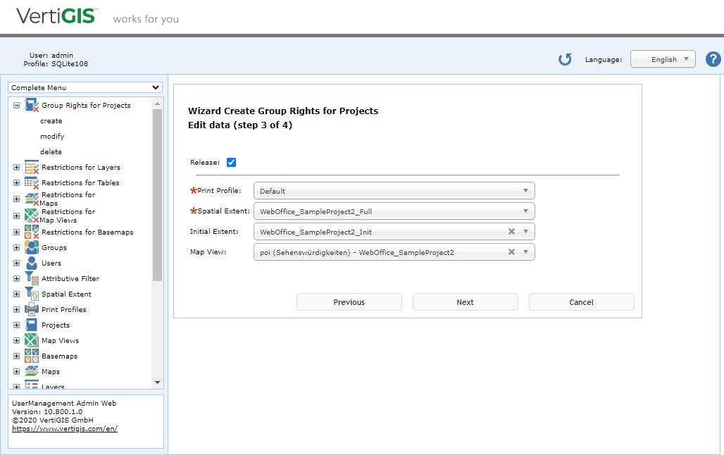 Group rights for projects - Step 3: Edit data Group rights for projects - Step 3: Edit data